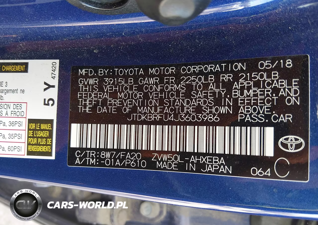2018 Toyota Prius Two VIN:JTDKBRFU4J3603986 - 9