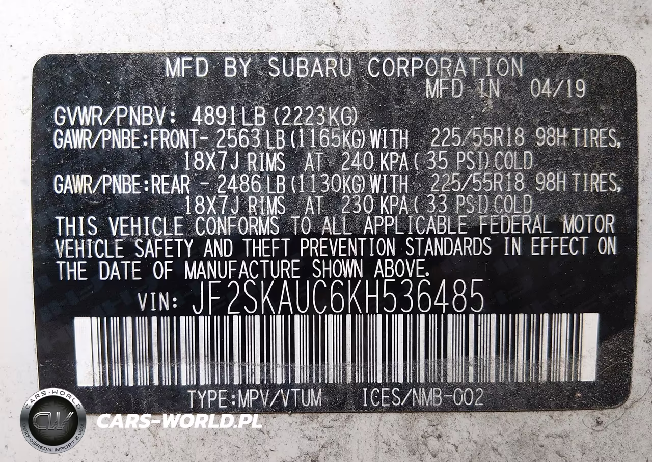 2019 Subaru Forester Limited VIN:JF2SKAUC6KH536485 - 9