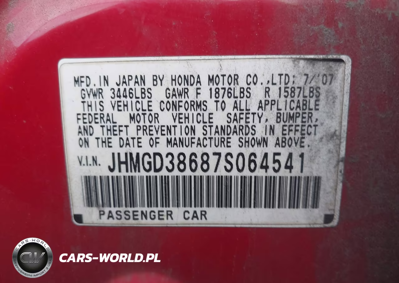 2007 Honda Fit Sport VIN:JHMGD38687S064541 - 9