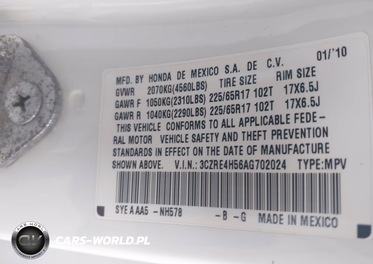 2010 Honda Cr-V Ex VIN:3CZRE4H56AG702024 - 9