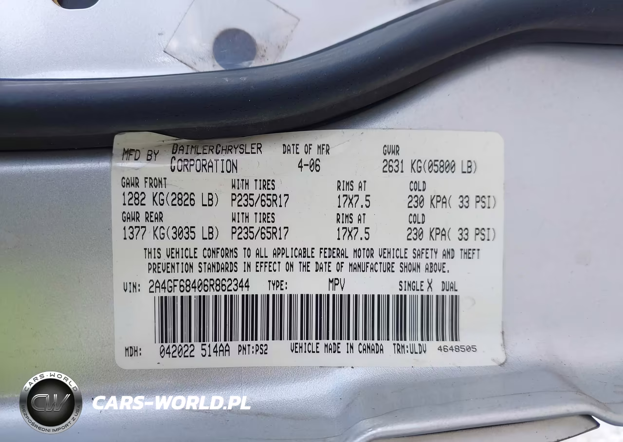 2006 Chrysler Pacifica Touring VIN:2A4GF68406R862344 - 9