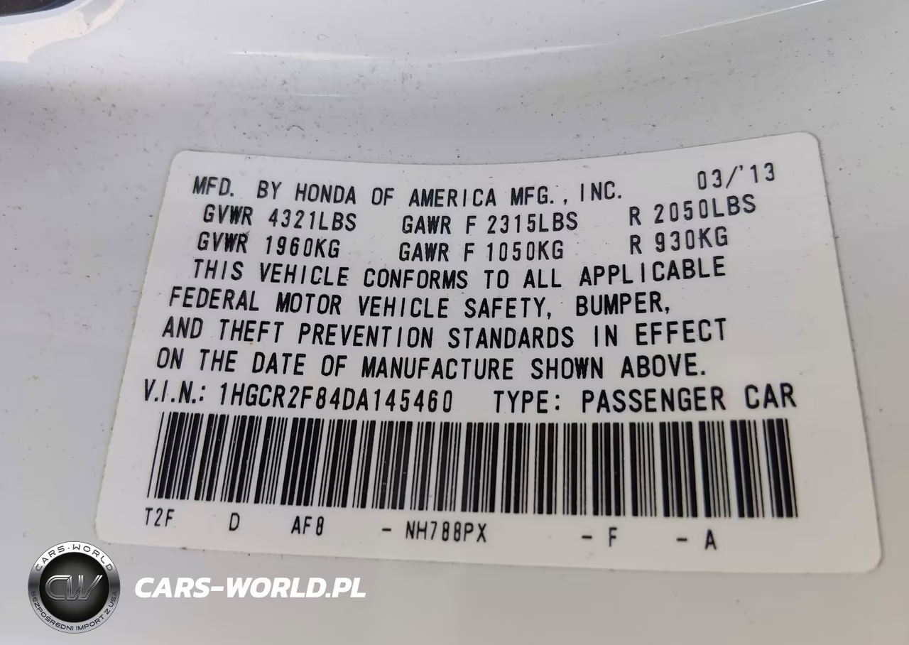 2013 Honda Accord Sdn Ex-L VIN:1HGCR2F84DA145460 - 9