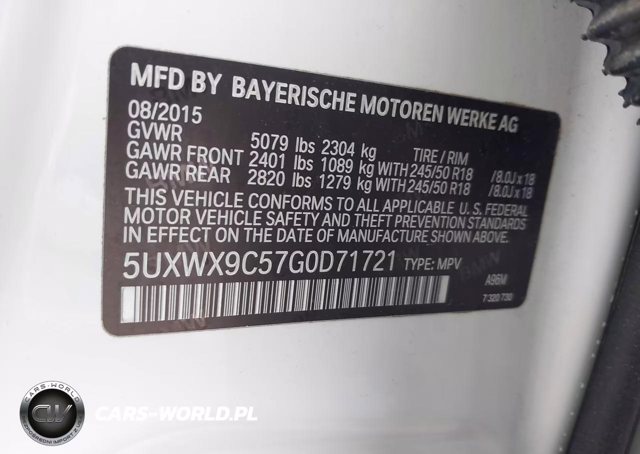 2016 BMW X3 xDrive28I VIN:5UXWX9C57G0D71721 - 9