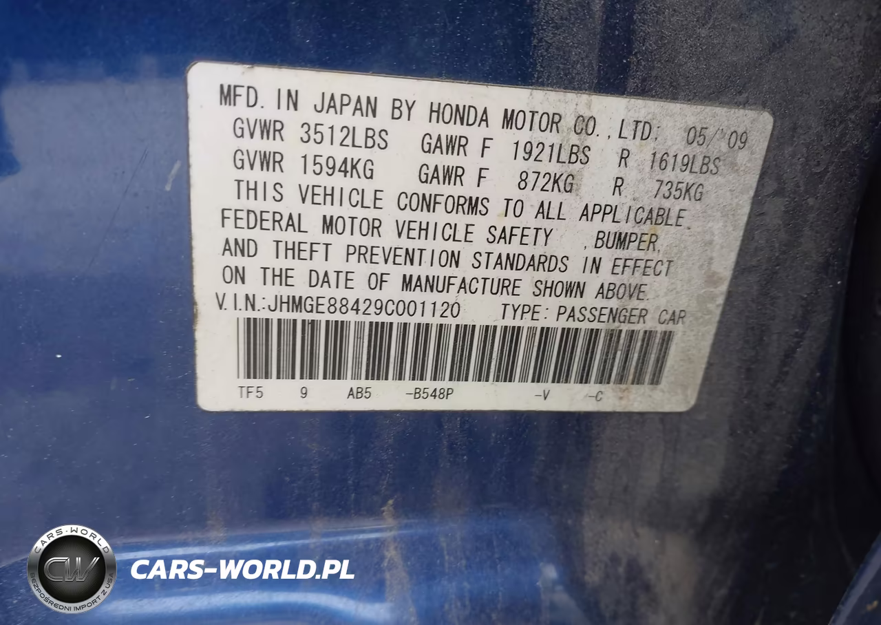 2009 Honda Fit Sport VIN:JHMGE88429C001120 - 9