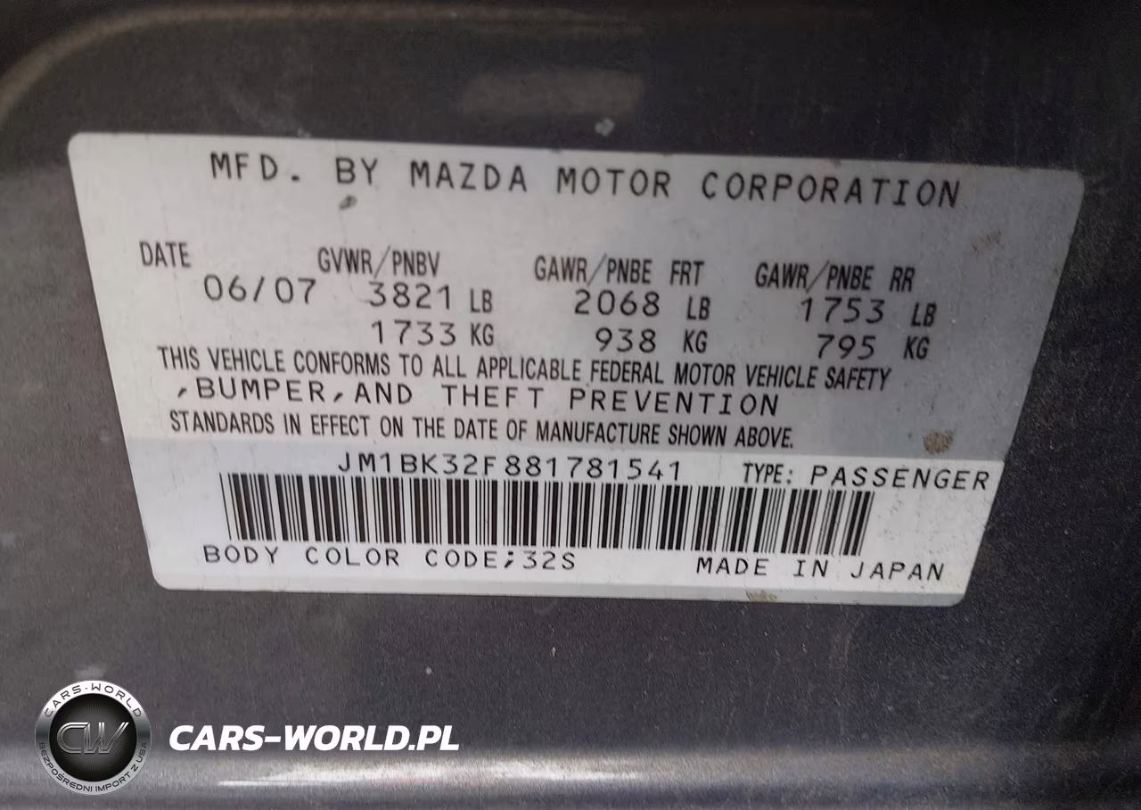 2008 Mazda Mazda3 I VIN:JM1BK32F881781541 - 9