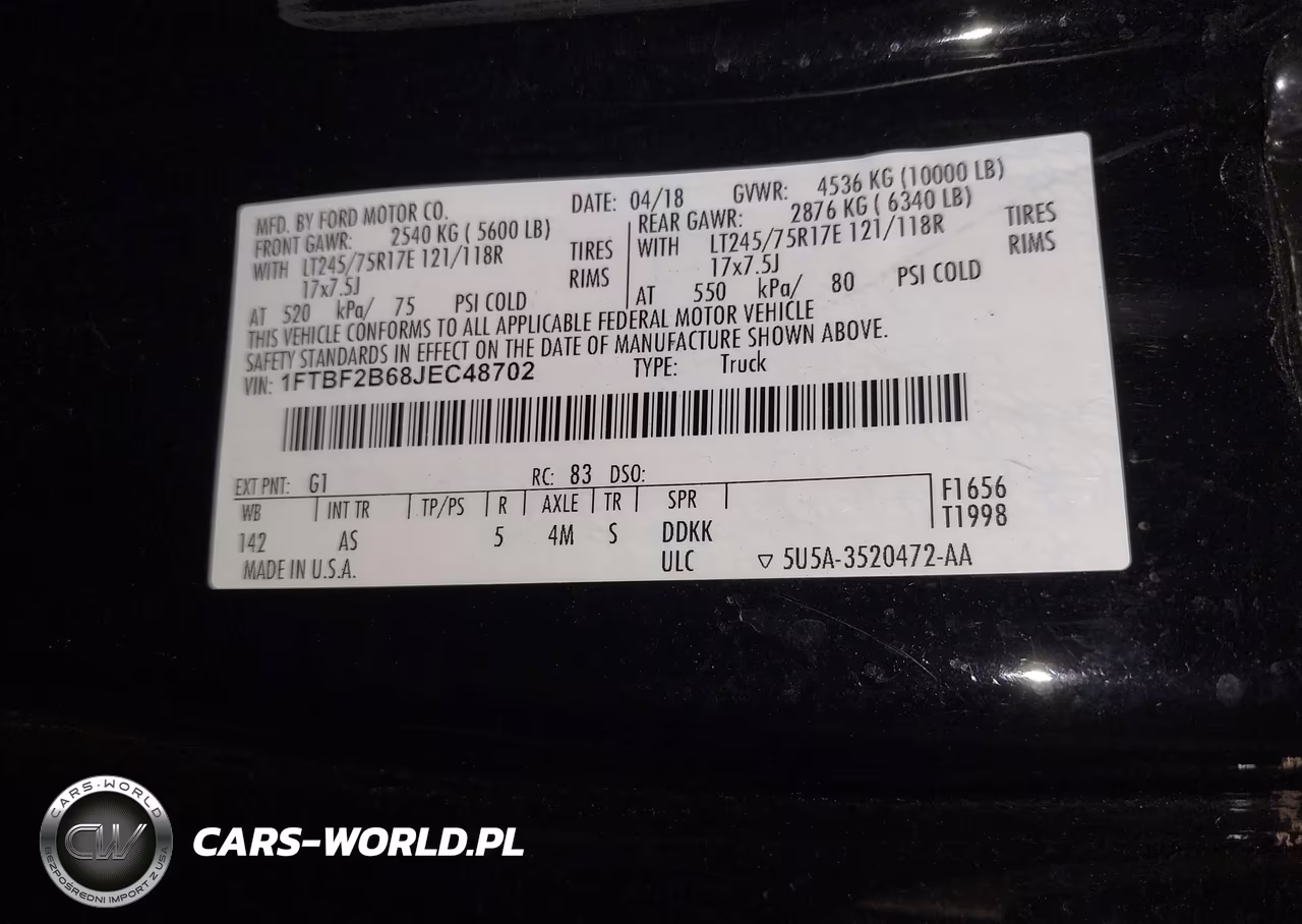 2018 Ford F-250 Xl VIN:1FTBF2B68JEC48702 - 9