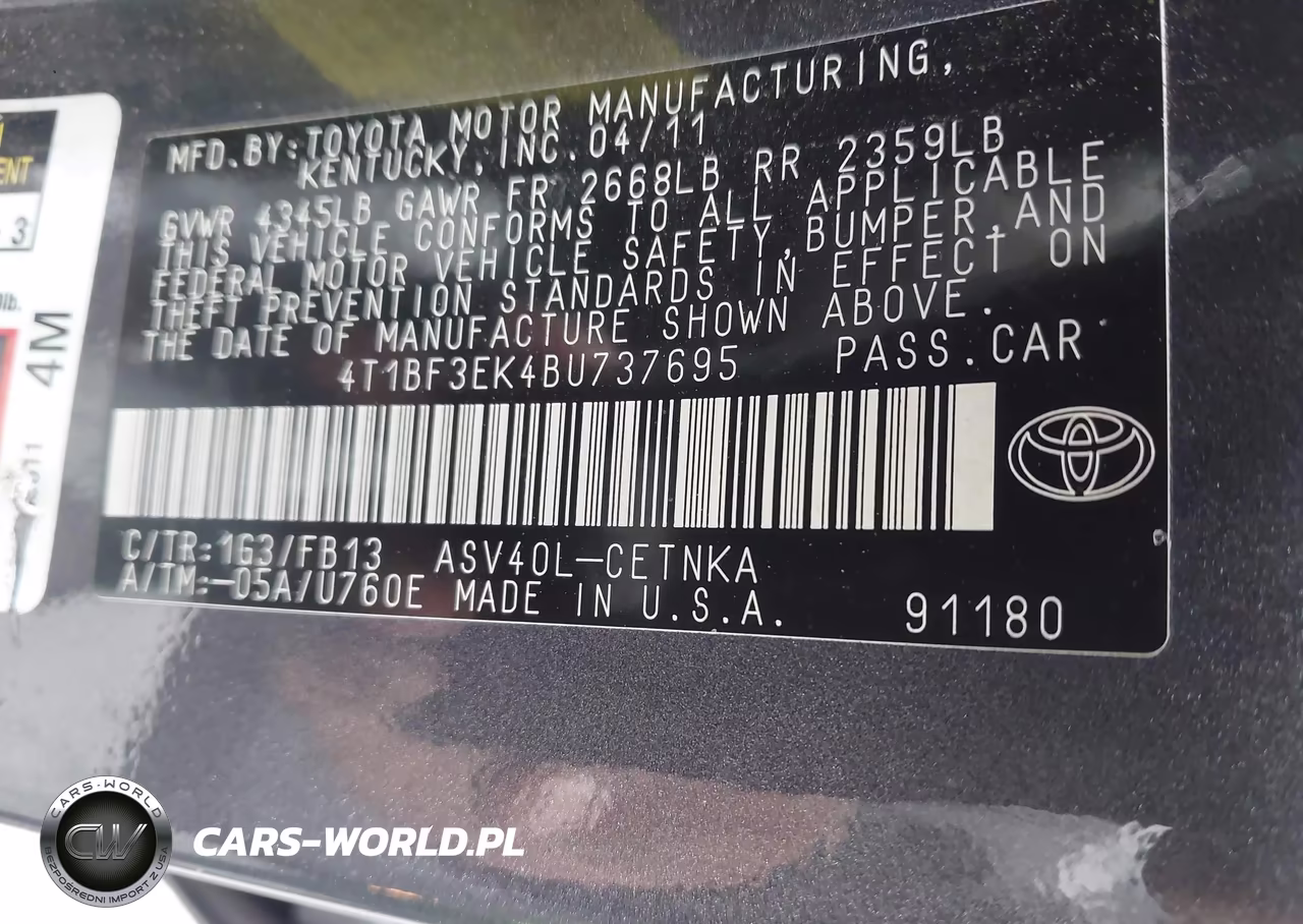 2011 Toyota Camry Le VIN:4T1BF3EK4BU737695 - 9