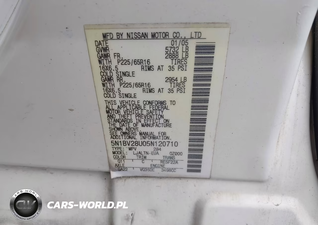 2005 Nissan Quest 3.5 Sl VIN:5N1BV28U05N120710 - 9