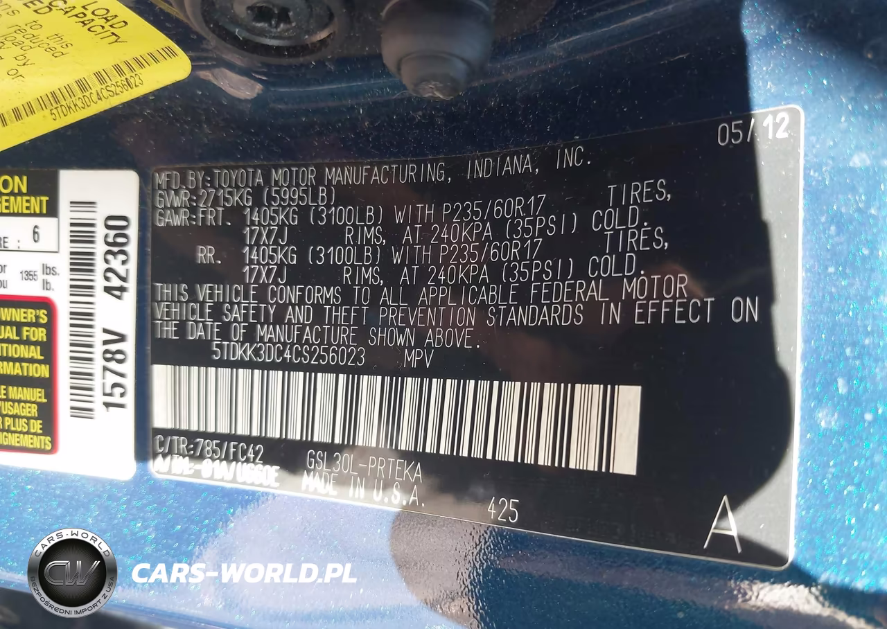 2012 Toyota Sienna Le V6 8 Passenger VIN:5TDKK3DC4CS256023 - 9