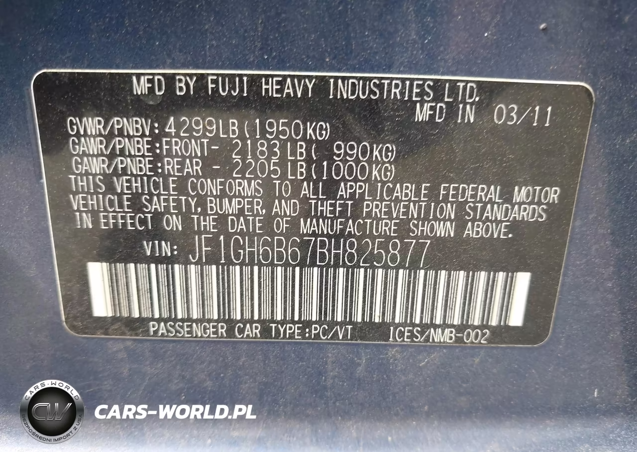 2011 Subaru Impreza 2.5I Premium VIN:JF1GH6B67BH825877 - 9