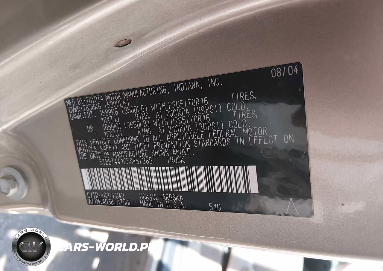 2005 Toyota Tundra Sr5 V8 VIN:5TBBT44165S457385 - 9