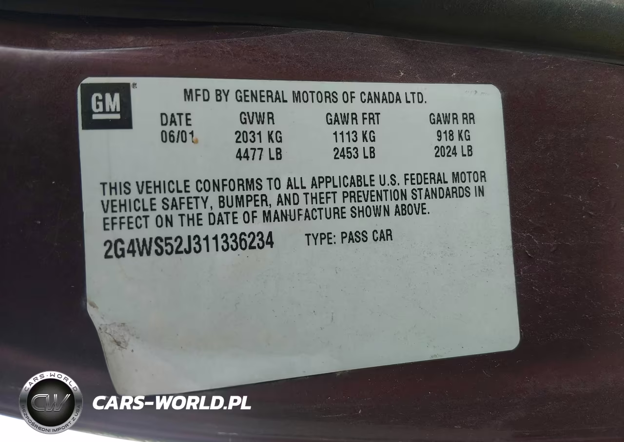 2001 Buick Century Custom VIN:2G4WS52J311336234 - 9