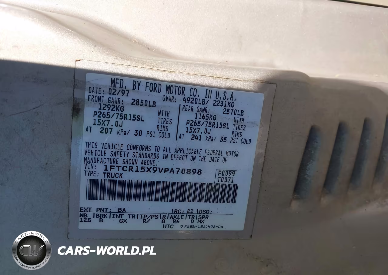 1997 Ford Ranger Splash-Stx-Xlt VIN:1FTCR15X9VPA70898 - 9