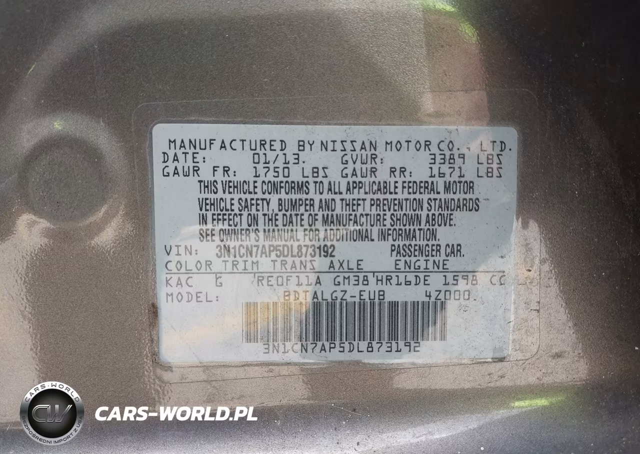 2013 Nissan Versa 1.6 Sl VIN:3N1CN7AP5DL873192 - 9