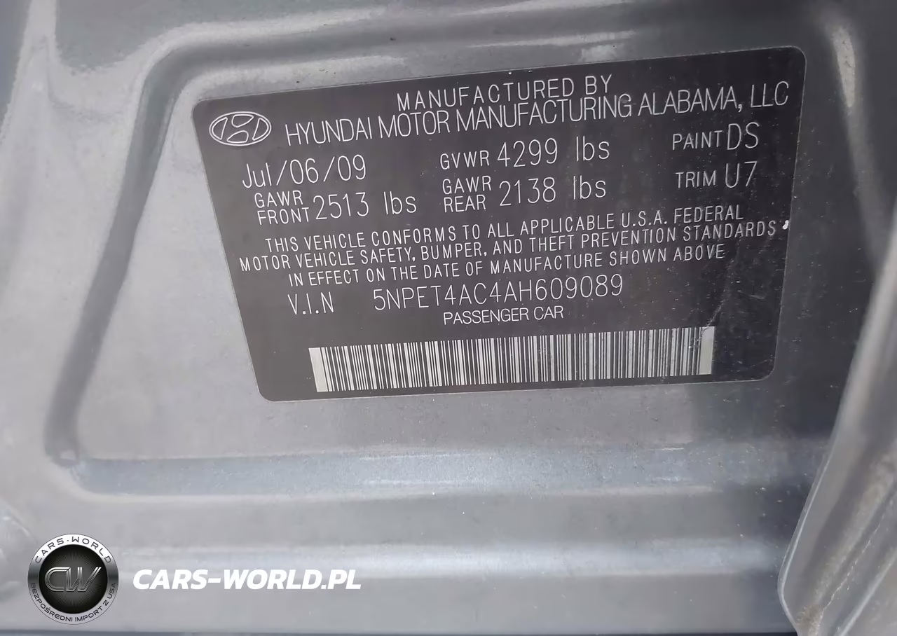 2010 Hyundai Sonata Gls VIN:5NPET4AC4AH609089 - 9
