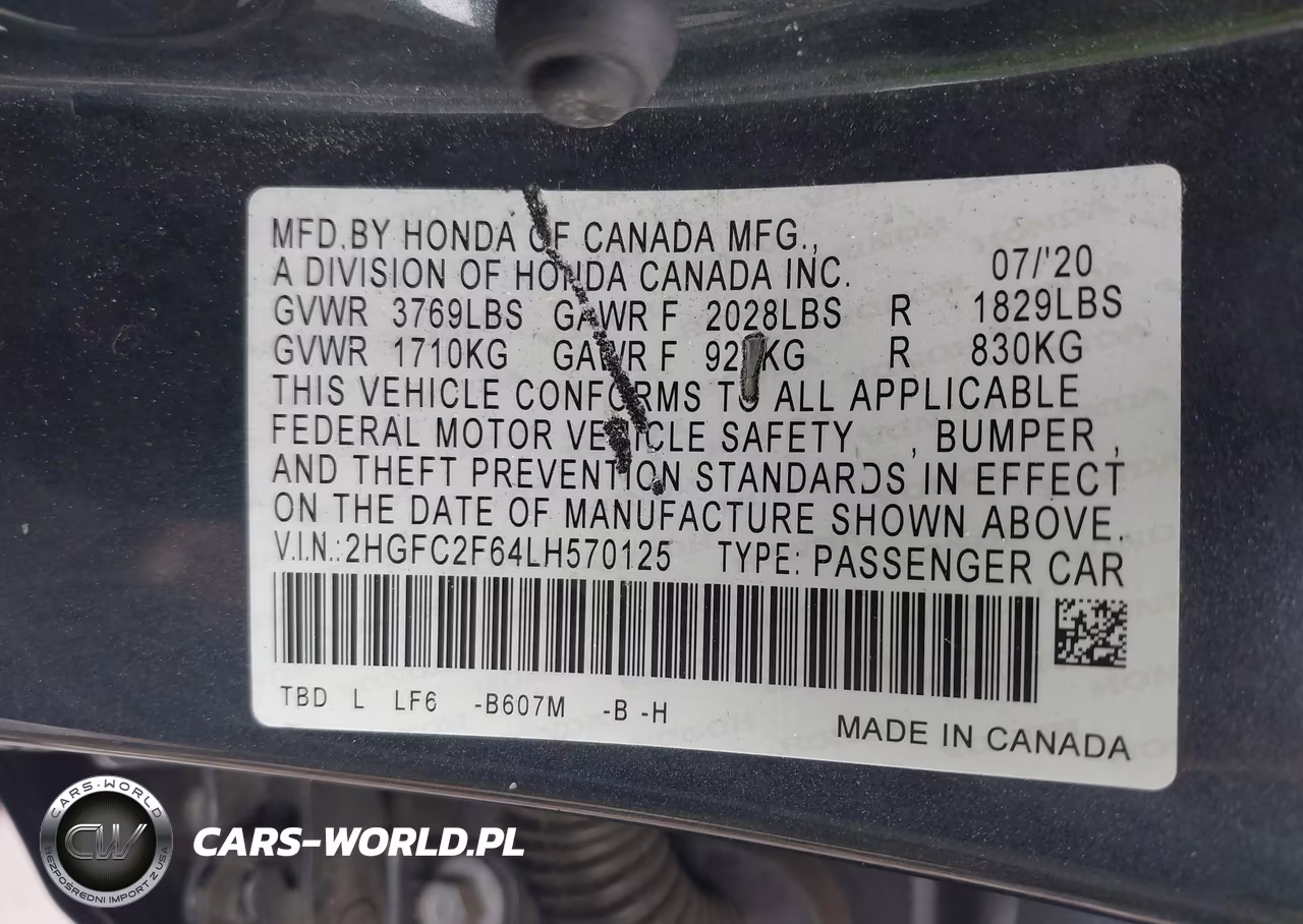 2020 Honda Civic Lx VIN:2HGFC2F64LH570125 - 9