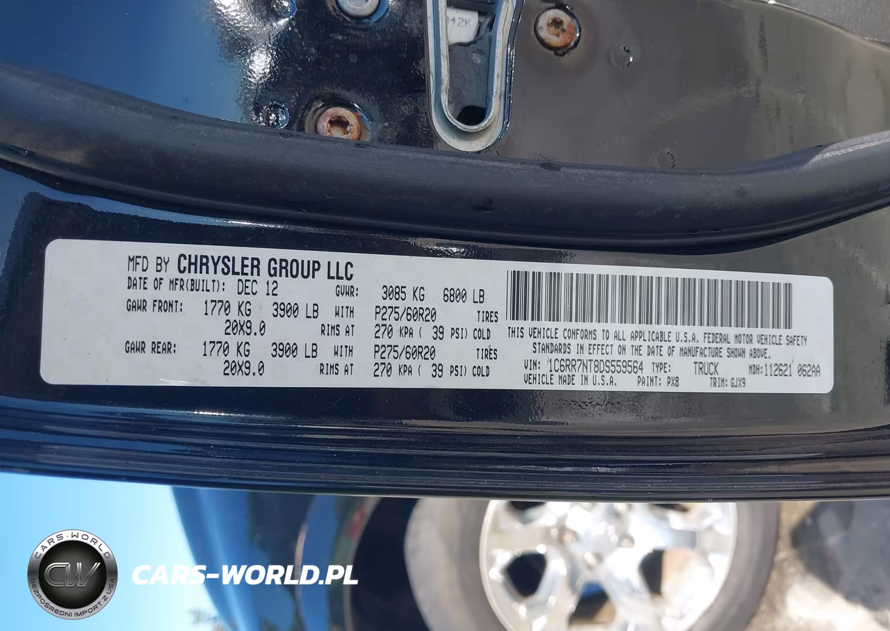 2013 Ram 1500 Laramie VIN:1C6RR7NT8DS559564 - 9