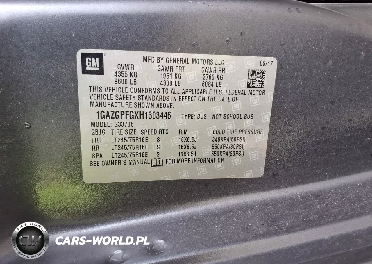 2017 Chevrolet Express 3500 Lt VIN:1GAZGPFGXH1303446 - 9