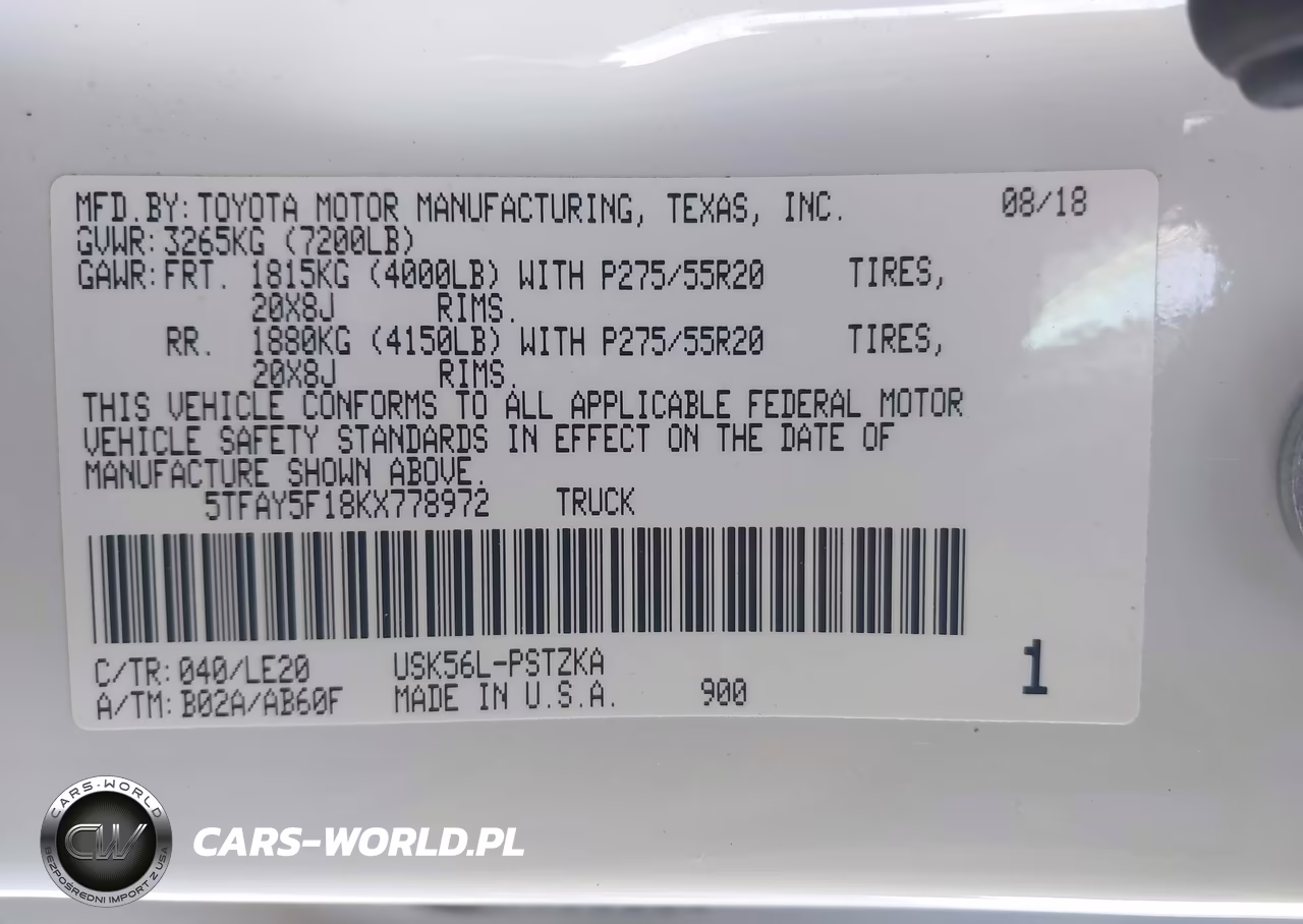 2019 Toyota Tundra Platinum 5.7L V8 VIN:5TFAY5F18KX778972 - 9