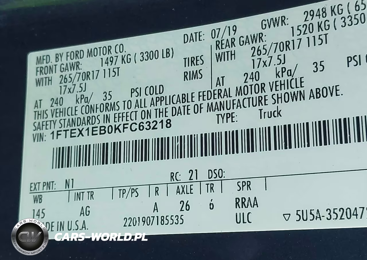 2019 Ford F-150 Xl-Xlt VIN:1FTEX1EB0KFC63218 - 9