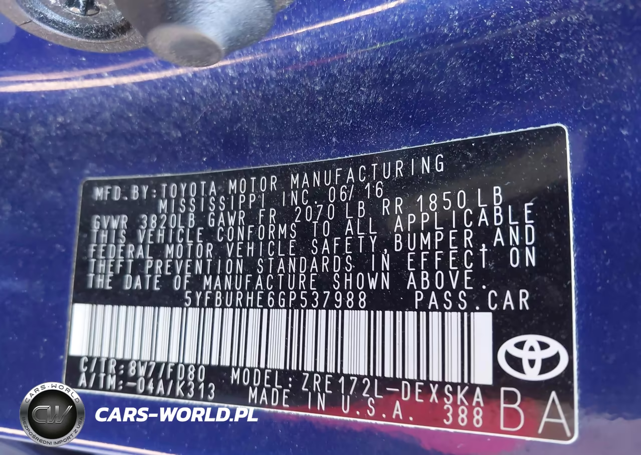2016 Toyota Corolla S Plus VIN:5YFBURHE6GP537988 - 9