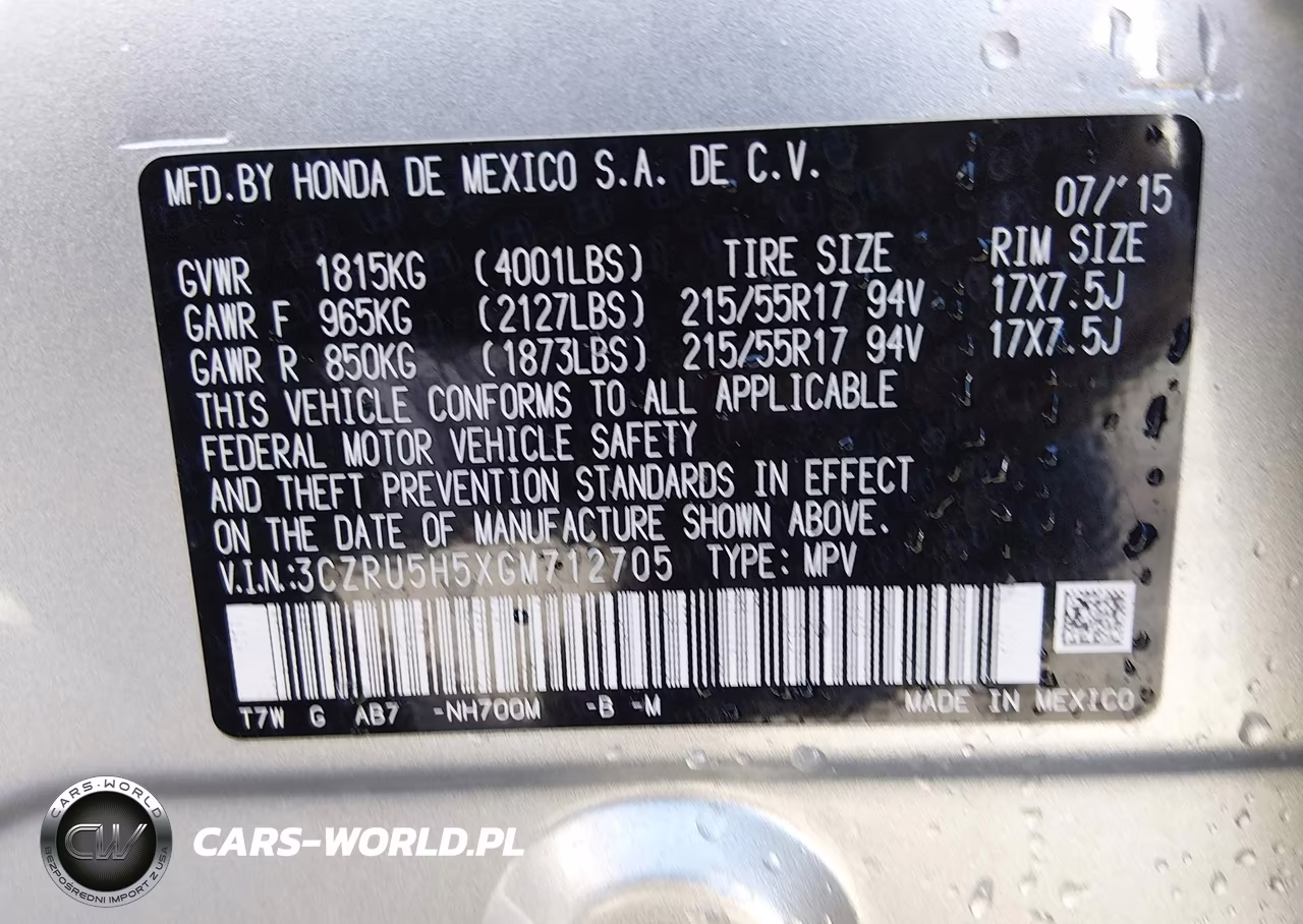 2016 Honda Hr-V Ex VIN:3CZRU5H5XGM712705 - 9