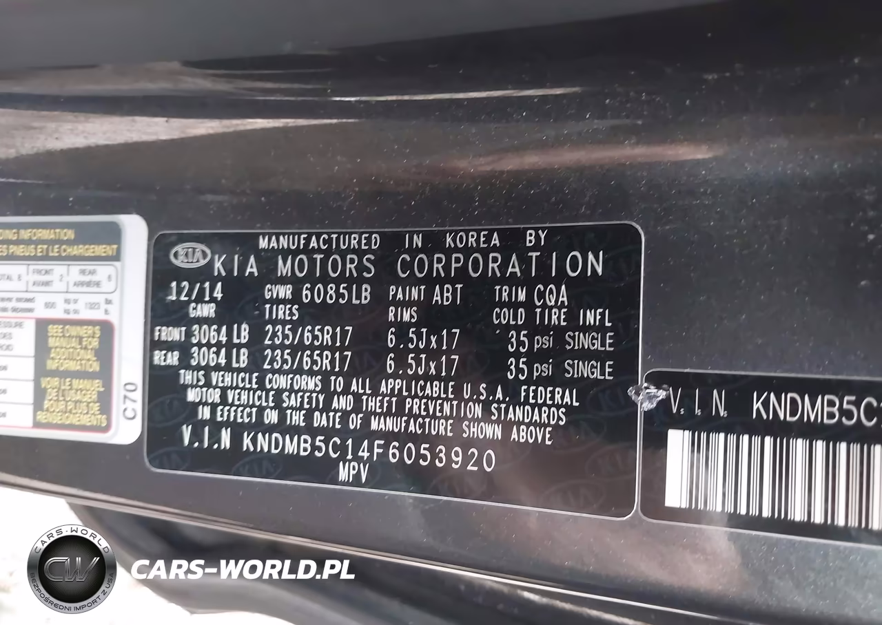 2015 Kia Sedona Lx VIN:KNDMB5C14F6053920 - 9