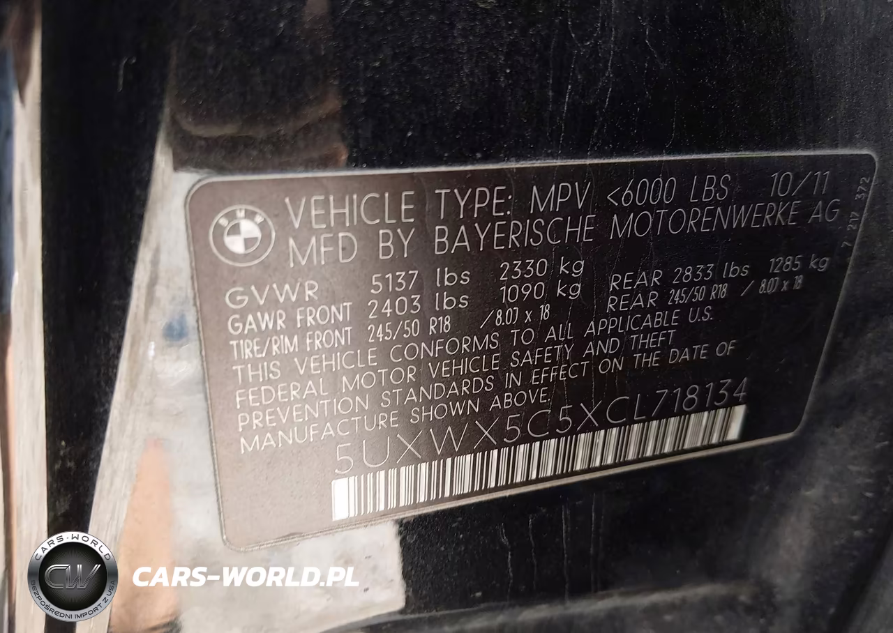 2012 BMW X3 xDrive28I VIN:5UXWX5C5XCL718134 - 9