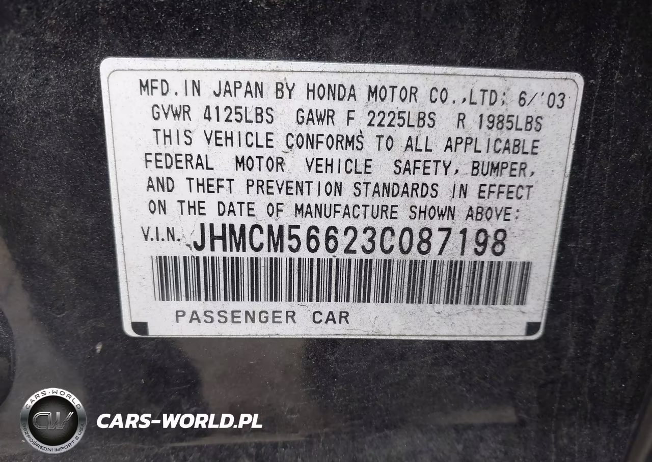 2003 Honda Accord 2.4 Ex VIN:JHMCM56623C087198 - 9