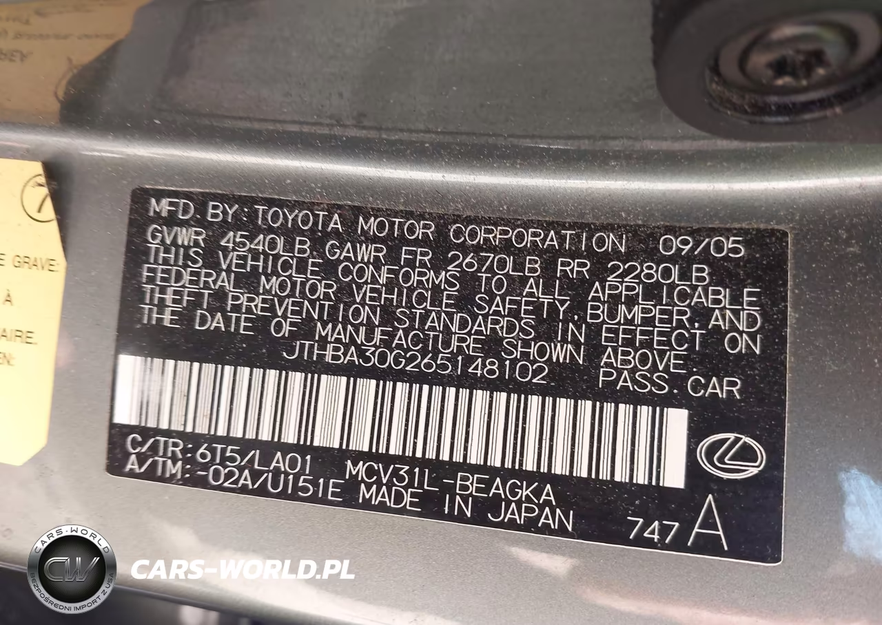 2006 Lexus Es 330 VIN:JTHBA30G265148102 - 9