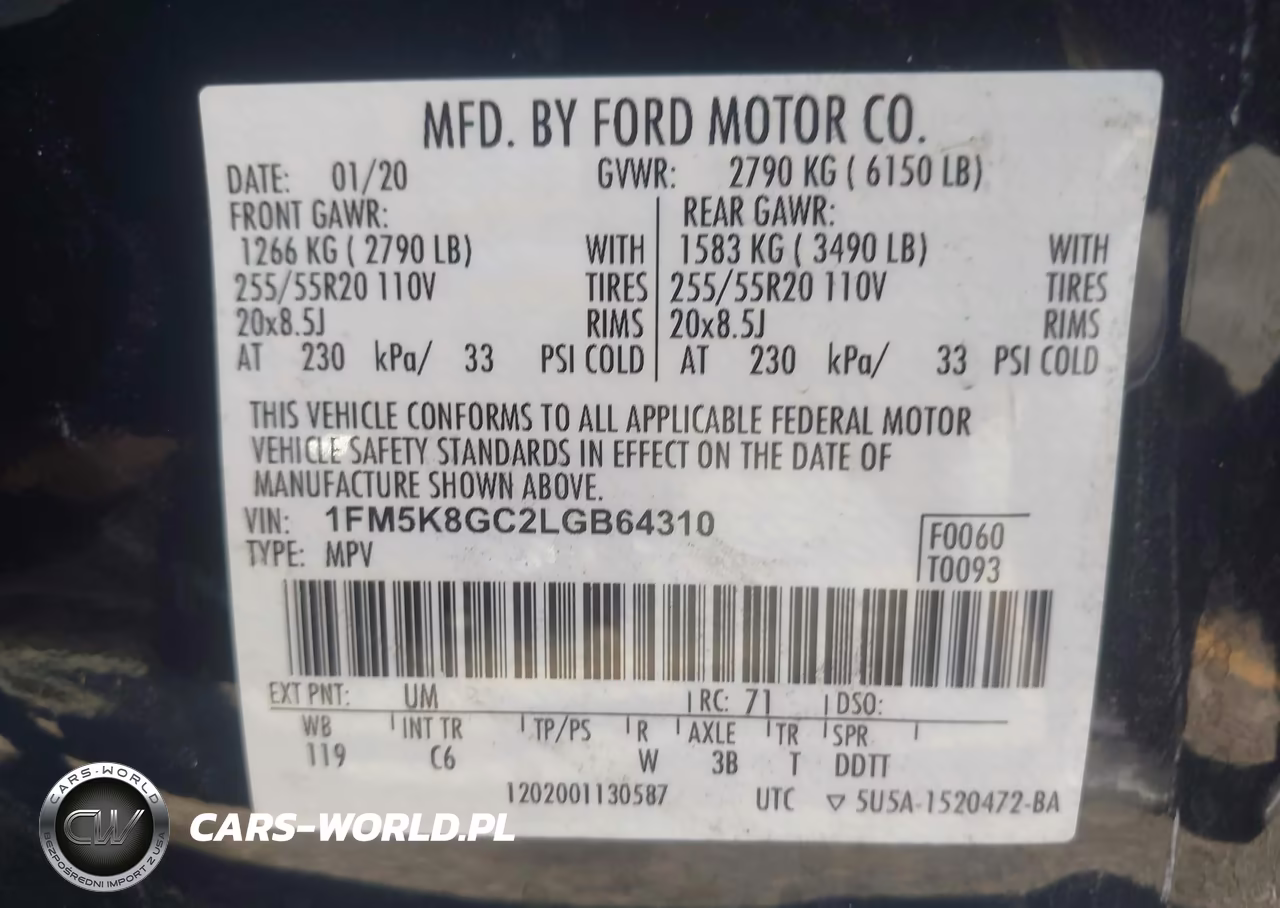 2020 Ford Explorer St VIN:1FM5K8GC2LGB64310 - 9