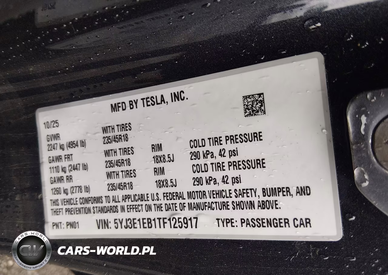 2026 Tesla Modelo 3 Premium All-Wheel Drive VIN:5YJ3E1EB1TF125917 - 9