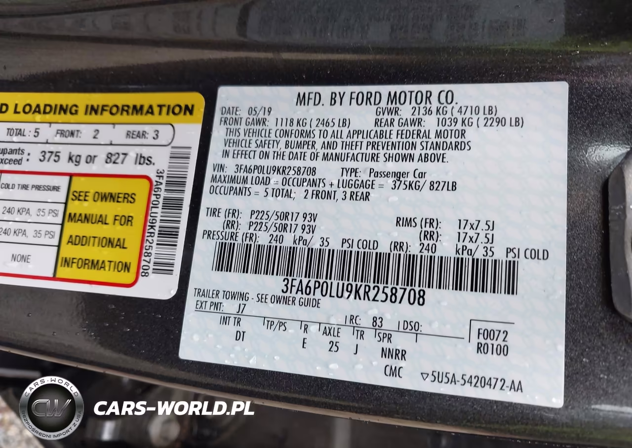 2019 Ford Fusion Hybrid Se VIN:3FA6P0LU9KR258708 - 9