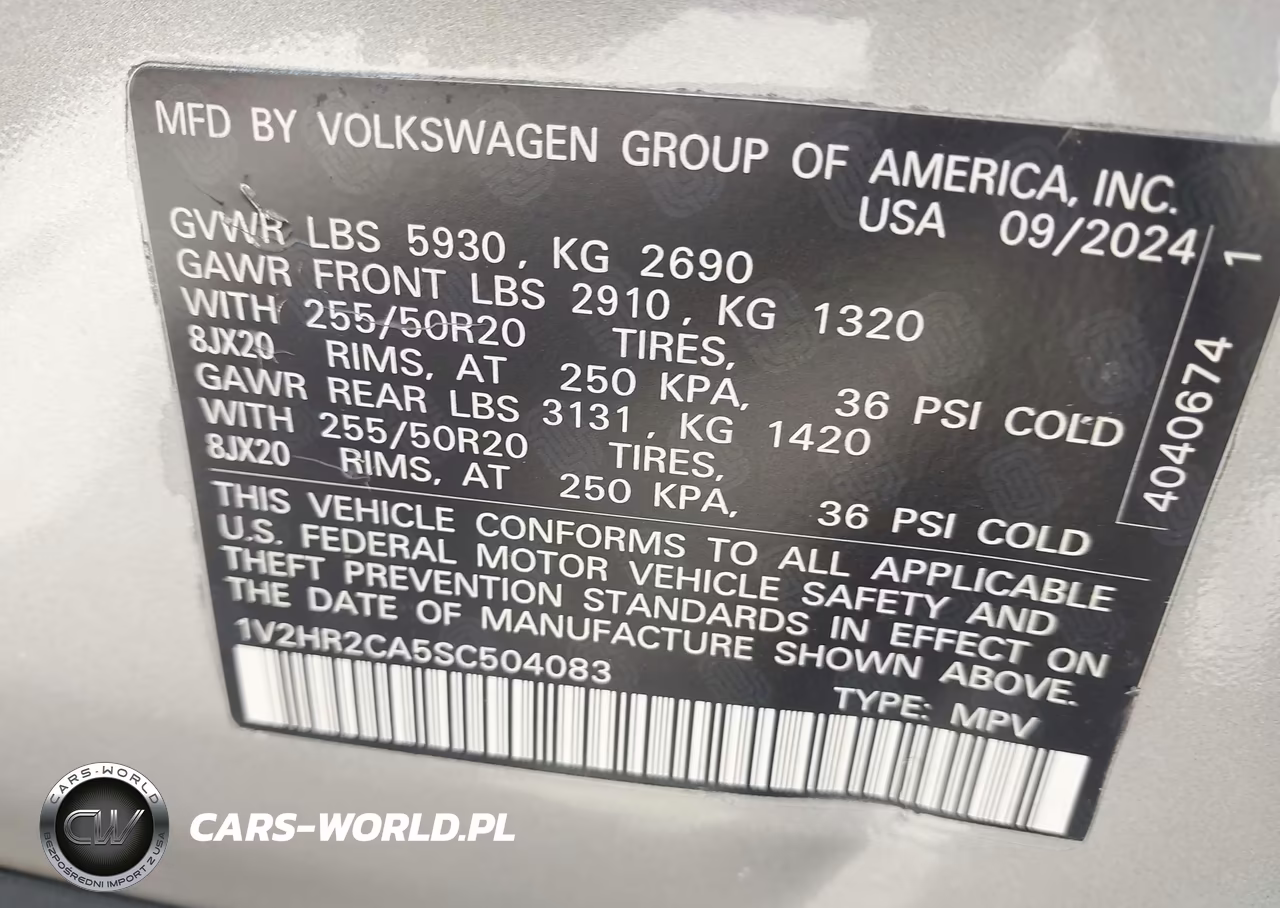 2025 Volkswagen Atlas Se VIN:1V2HR2CA5SC504083 - 9