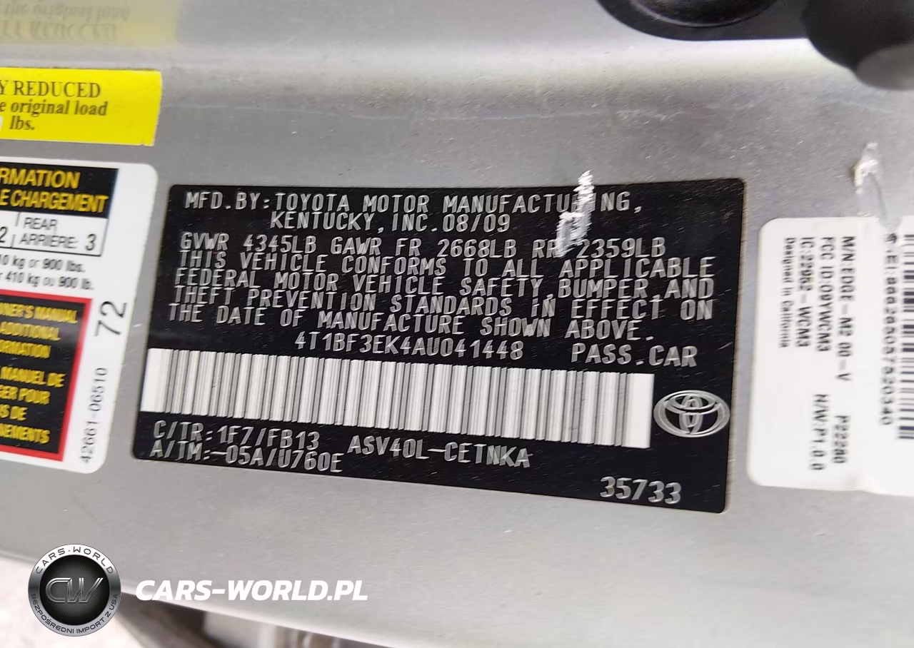 2010 Toyota Camry Le VIN:4T1BF3EK4AU041448 - 9
