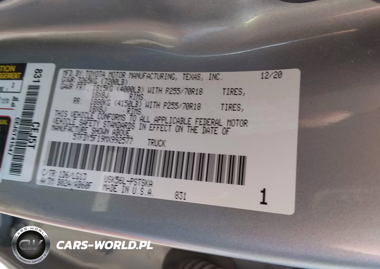 2021 Toyota Tundra Sr5 VIN:5TFDY5F19MX992577 - 9