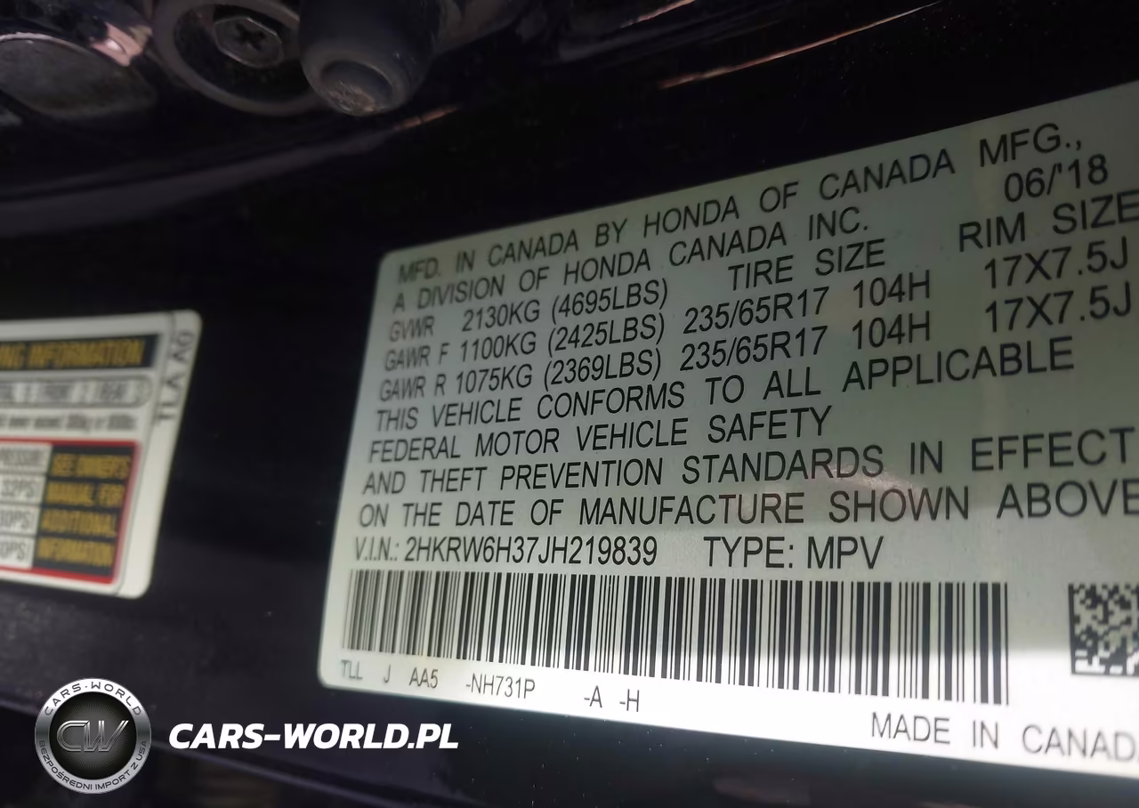 2018 Honda Cr-V Lx VIN:2HKRW6H37JH219839 - 9