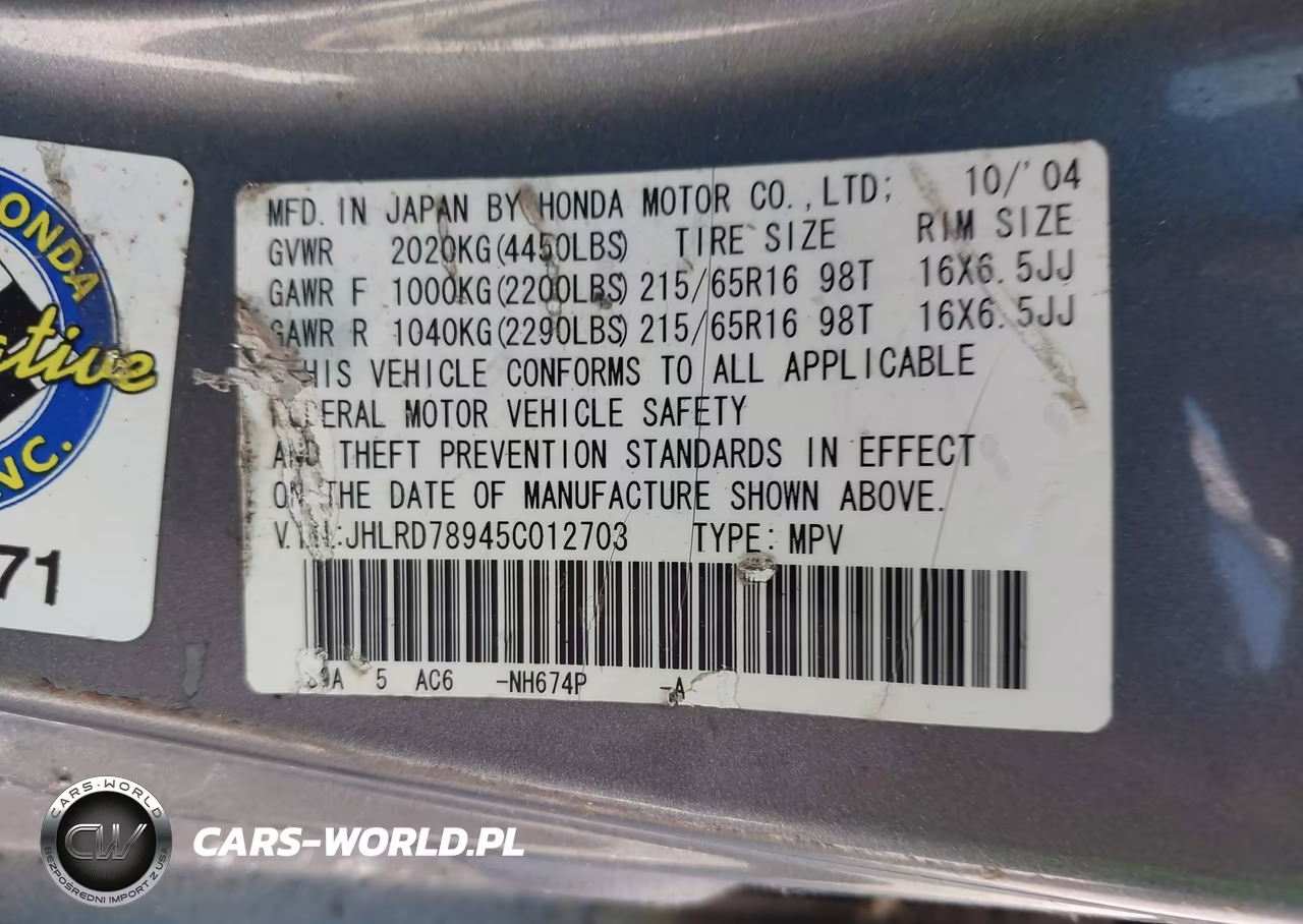 2005 Honda Cr-V Se VIN:JHLRD78945C012703 - 9