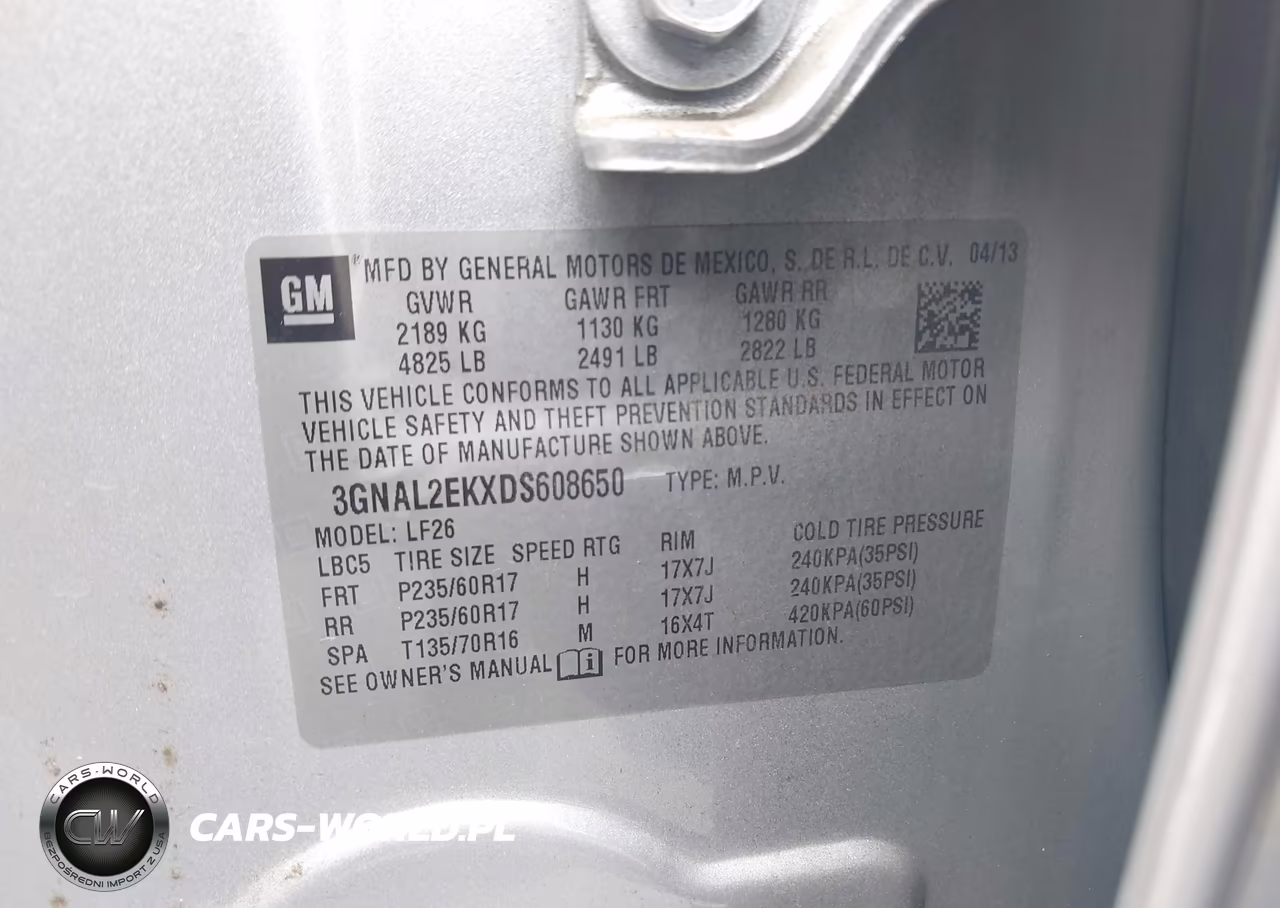 2013 Chevrolet Captiva Sport 2Ls VIN:3GNAL2EKXDS608650 - 9