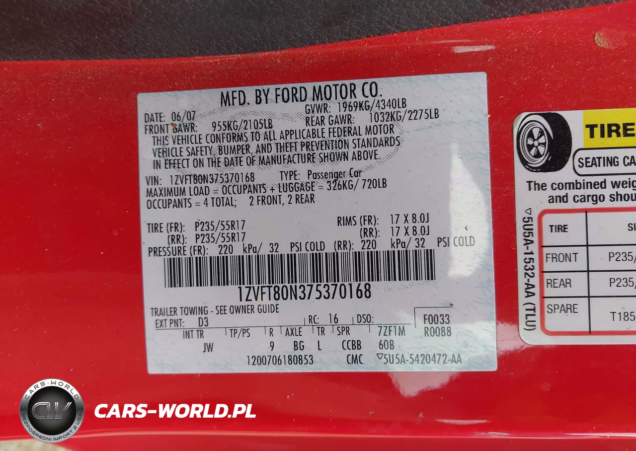 2007 Ford Mustang Deluxe-Premium VIN:1ZVFT80N375370168 - 9