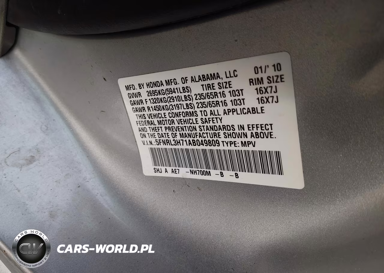 2010 Honda Odyssey Ex-L VIN:5FNRL3H71AB049809 - 9