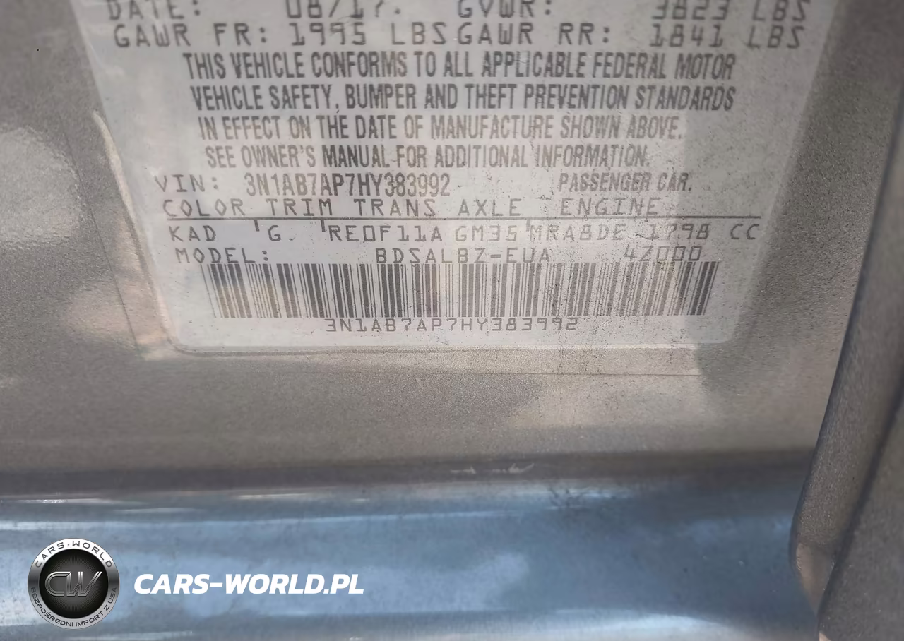 2017 Nissan Sentra S VIN:3N1AB7AP7HY383992 - 9