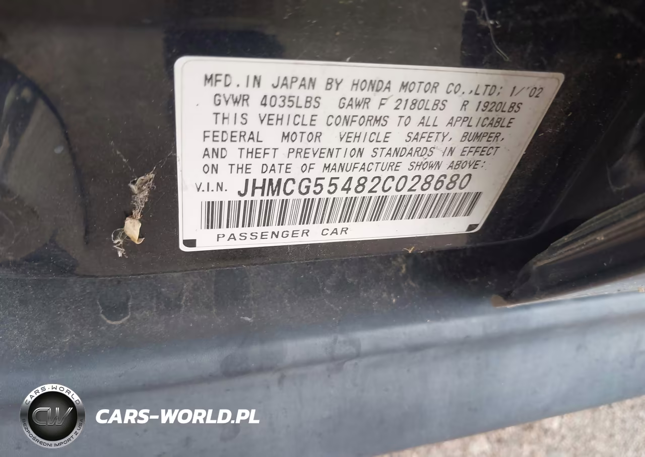 2002 Honda Accord Sdn Lx VIN:JHMCG55482C028680 - 9