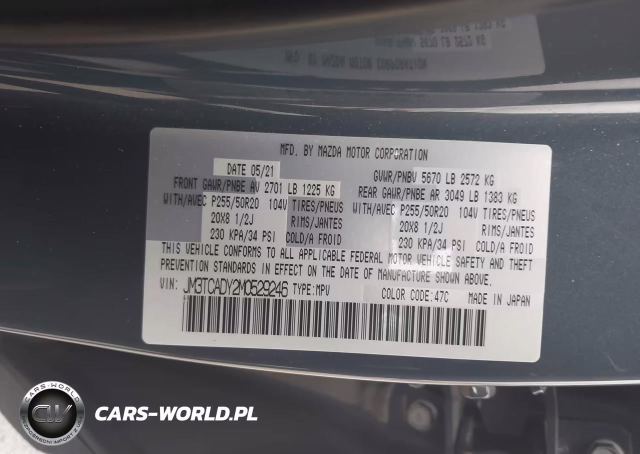 2021 Mazda Cx-9 Carbon Edition VIN:JM3TCADY2M0529246 - 9