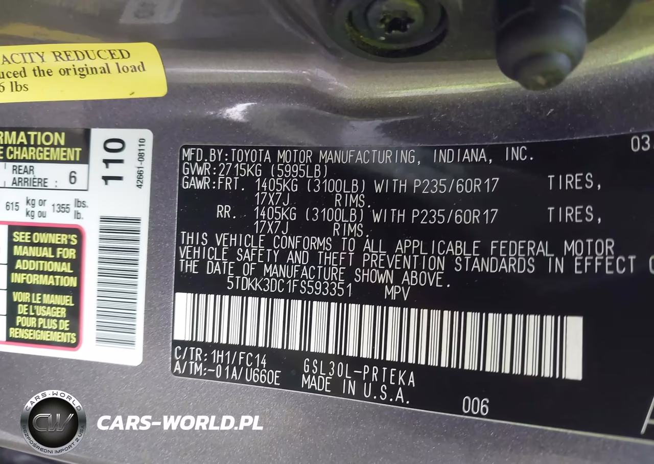 2015 Toyota Sienna Le 8 Passenger VIN:5TDKK3DC1FS593351 - 9