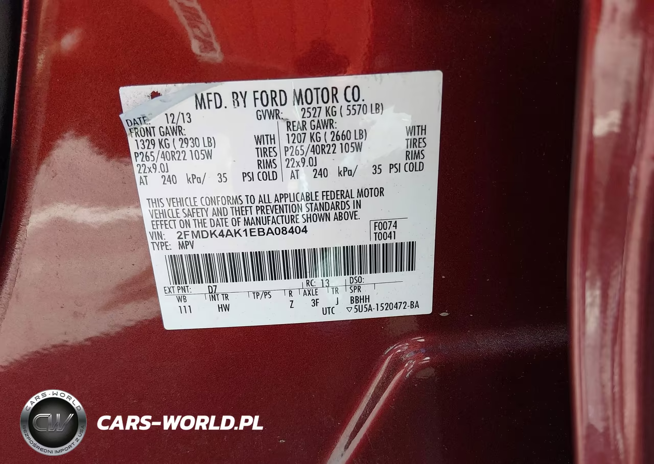 2014 Ford Edge Sport VIN:2FMDK4AK1EBA08404 - 9