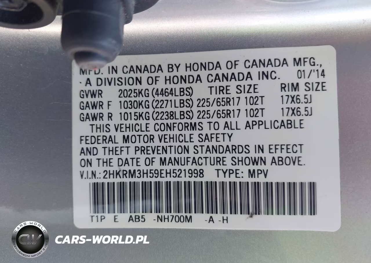 2014 Honda Cr-V Ex VIN:2HKRM3H59EH521998 - 9