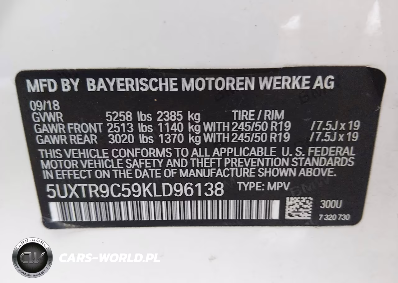 2019 BMW X3 xDrive30I VIN:5UXTR9C59KLD96138 - 9
