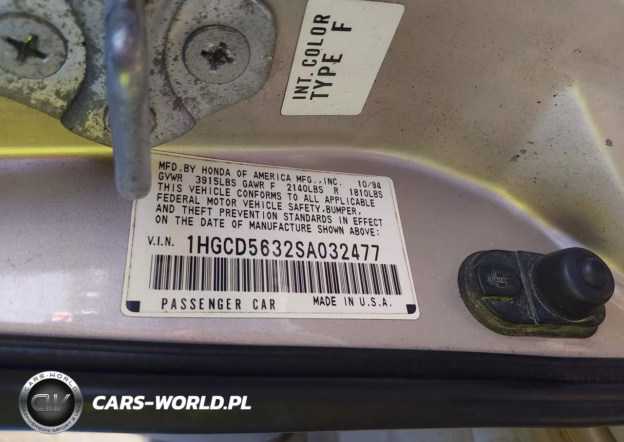1995 Honda Accord Lx-Ex VIN:1HGCD5632SA032477 - 9