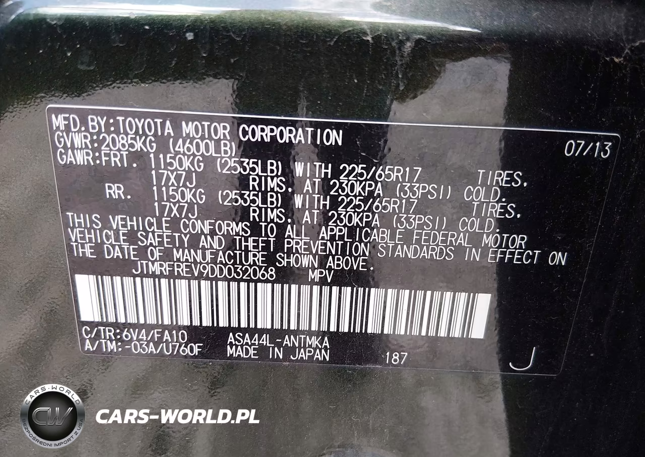 2013 Toyota Rav4 Xle VIN:JTMRFREV9DD032068 - 9